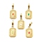 304 Stainless Steel Enamel Pendant Decoration, Rectangle Charms, Ion Plating(IP), Real 14K Gold Plated, Mixed Color, 28mm