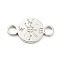 Tarnish Resistant 304 Stainless Steel Connector Charms, Flat Round with Compass, Stainless Steel Color, 11x19x1.5mm, Hole: 3mm