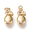 Brass Micro Pave Cubic Zirconia Pendants, Long-lasting Plated, Rabbit, Hot Pink & Clear, Golden, 15x7x2.5mm, Jump Rings: 4x0.6mm, Inner Diameter: 2.8mm