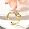 Rack Plating Brass Micro Pave Cubic Zirconia Cuff Finger Rings for Women, Cadmium Free & Lead Free, Long-Lasting Plated, Real 18K Gold Plated, Heart, 9mm, Inner Diameter: adjustable