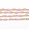 Ion Plating(IP) 304 Stainless Steel Link Chains, with Spool, with Enamel, Soldered, Pearl Pink, 4~10x2x0.4~2mm, about 32.8 Feet(10m)/roll