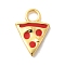 925 Sterling Sliver Red Enamel Charms, Golden, with 925 Stamp, Pizza, 13x9x1.5mm, Hole: 2.5mm
