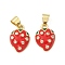 Brass Micro Pave Cubic Zirconia Pendants, with Enamel, Strawberry Charms, Lead Free & Cadmium Free, Rack Plating, Long-Lasting Plated, Real 18K Gold Plated, 14x10x4mm, Hole: 4.5x3.5mm