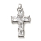 Brass Pendants, with Glass, Long-Lasting Plated, Cross, Platinum, 33.5x21x5.5mm, Hole: 5x3mm