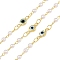 Brass Evil Eye Link Chains, with ABS Imitation Pearl, Soldered, Cadmium Free & Nickel Free & Lead Free, with Spool, Golden, 10.5x4.5x2mm, about 32.81 Feet(10m)/Roll
