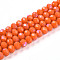 Electroplate Opaque Solid Color Glass Beads Strands, Half Rainbow Plated, Faceted, Rondelle, Coral, 8x6mm, Hole: 1mm, about 63~65pcs/strand, 39~40cm