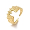 Ion Plating(IP) 304 Stainless Steel Gothic Bat Open Cuff Ring for Women, Real 18K Gold Plated, US Size 6 1/2(16.9mm)