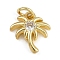 Coconut Tree Brass Micro Pave Clear Cubic Zirconia Charms, Long-Lasting Plated, Rack Plating, Lead Free & Cadmium Free, with Jump Ring, Real 18K Gold Plated, 13x12x2.5mm, Hole: 3mm