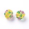 Handmade Bumpy Lampwork Beads, Round, Yellow, 14~15mm, Hole: 1.5~1.6mm