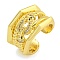 Rack Plating Brass Micro Pave Cubic Zirconia Cuff Rings for Women, Cadmium Free & Lead Free, Long-Lasting Plated, Real 18K Gold Plated, 15mm, Inner Diameter: 17mm