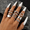 10Pcs Alloy Finger Rings Sets, Platinum, Inner Diameter: 18mm