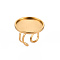 201 Stainless Steel Cuff Ring Findings, Round Bezel Cup Ring Settings, Laser Cut, Golden, Tray: 25mm, US Size 7 1/4(17.5)~US Size 8(18mm)