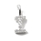 925 Sterling Silver with Cubic Zirconia Charms, Letter, Letter I, 10x4x1.5mm, Hole: 2.5x1.5mm