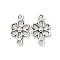 Tibetan Style Alloy Hollow Flower Connector Charms, Antique Silver, 9.5x15.5x2.5mm, Hole: 1.5mm