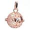 Rack Plating Brass Cage Pendants, Nickel Free, For Chime Ball Pendant Necklaces Making, Hollow Round with Om Symbol, Rose Gold, 25x24x20.5mm, Hole: 3x7mm, inner measure: 18mm