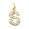 Brass Micro Pave Cubic Zirconia Pendants, Letter, Real 18K Gold Plated, Letter S, 18.5x12.5x2.5mm, Hole: 4.8x2.9mm
