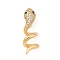 Brass Micro Pave Cubic Zirconia Pendants, Cadmium Free & Nickel Free & Lead Free, Snake Charms, Real 18K Gold Plated, 24.5x8.5x7.5mm, Hole: 3.5x2.5mm