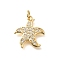 Brass Micro Pave Clear Cubic Zirconia Pendants, Starfish Charms, with Jump Ring, Rack Plating, Long-Lasting Plated, Lead Free & Cadmium Free, Real 18K Gold Plated, 18.5x16.5x2mm, Hole: 3mm