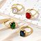 Brass Micro Pave Cubic Zirconia Finger Rings for Women, Oval, Rack Plating, Long-Lasting Plated, Lead Free & Cadmium Free, Mixed Color, Inner Diameter: 17.6mm