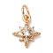 Brass Micro Pave Cubic Zirconia Pendants, Hexagram Charms, with Jump Ring, Cadmium Free & Lead Free, Rack Plating, Long-Lasting Plated, Golden, 14x11.5x4mm, Hole: 4mm
