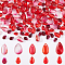 200Pcs 10 Styles Transparent Glass Pendants, Teardrop/Oval, Red, 8.5~16x6~10x5~10mm, Hole: 0.8~1.2mm, 20pcs/style