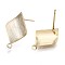 Brass Stud Earring Findings, Nickel Free, Twist Rhombus, Real 18K Gold Plated, 17x11.5mm, Hole: 1mm, Pin: 0.8mm