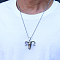 201 Stainless Steel Bull Skull Pendant Necklace for Men Halloween Accessory, Antique Silver & Stainless Steel Color, 23.62 inch(60cm)