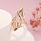 Brass Micro Pave Cubic Zirconia Finger Rings for Women, Flame, Rose Gold, US Size 10(19.8mm)
