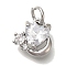 Rack Plating Brass Micro Pave Cubic Zirconia Charms, Cadmium Free & Lead Free, Long-Lasting Plated, Heart, Platinum, 9x9.5x3.5mm, Hole: 3mm