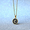 Alloy Black Enamel Flat Round with Letter Pendant Necklaces for Women, Golden, Letter C, 17.72 inch(45cm)