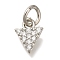 Brass Micro Pave Cubic Zirconia Pendants, Triangle Charms, with Jump Ring, Platinum, 8.5x6.5x2mm