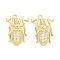 Brass Micro Pave Clear Cubic Zirconia Pendants, Cadmium Free & Nickel Free & Lead Free, Dung Beetle, Real 18K Gold Plated, 20.5x15x4.5mm, Hole: 1.5mm