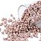 TOHO Round Seed Beads, Japanese Seed Beads, (PF552F) PermaFinish Subtle Pink Metallic Matte, 8/0, 3mm, Hole: 1mm, about 1110pcs/50g