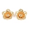 Brass Bead Caps, Flower, Nickel Free, Real 18K Gold Plated, 16.5x17x5.5mm, Hole: 1mm