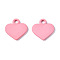 Spray Painted Alloy Charms, Cadmium Free & Lead Free, Heart, Hot Pink, 13x12x1.5mm, Hole: 1.8mm
