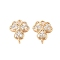 Brass Pave Clear Cubic Zirconia Connector Charms, Nickel Free, Clover Links, Golden, 12x10x3mm, Hole: 1.5mm and 1.2mm