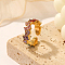Stainless Steel Pave Cubic Zirconia Cuff Open Rings for Women, Real 18K Gold Plated, 22.8mm, Inner Diameter: Adjustable