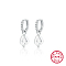 Anti-Tarnish Rhodium Plated 925 Sterling Silver Micro Pave Cubic Zirconia Dangle Hoop Earrings, Natural Pearl Drop Earrings, with 925 Stamp, Platinum, 22x5mm