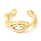 Rack Plating Brass Pave Clear Cubic Zirconia Open Cuff Rings for Women, Eye, Lead Free & Cadmium Free, Long-Lasting Plated, Real 18K Gold Plated, 4~8.5mm, Inner Diameter: 17mm
