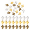 60Pcs 3 Colors Tibetan Style Alloy Beads, Cadmium Free & Lead Free, Cross, Mixed Color, 15x12x5mm, 20pcs/color