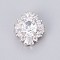 Brass Shank Buttons, with Cubic Zirconia, Flower, Platinum, Clear, 14.5x12.6x7.5mm, Hole: 1.2mm