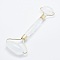 Natural Quartz Crystal Brass Face Massager, Facial Rollers, Golden, 146~150x54~58x19~22mm