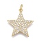 Brass Micro Pave Clear Cubic Zirconia Pendants, Long-Lasting Plated, Star, Real 18K Gold Plated, 20x19x2mm, Jump Rings: 5x1mm, Inner Diameter: 3mm