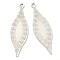 Tarnish Resistant 304 Stainless Steel Pendants, Leaf, Stainless Steel Color, 27.5x8.5x0.5mm, Hole: 1mm