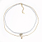 Faceted Natural Blue Topaz Tiered Necklaces, Double Layer Necklaces, with Brass  Charms, Bowknot & Star, 15.7~16.3 inch(40~41.5cm)
