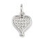 Rack Plating Brass Charms, with Cubic Zirconia, Heart, Long-Lasting Plated, Lead Free & Cadmium Free, with Jump Ring, Platinum, 10.5x8x1.5mm, Hole: 3mm
