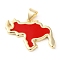 Eco-Friendly Rack Plating Brass Enamel Pendants, Long-Lasting Plated, Lead Free & Cadmium Free, Real 18K Gold Plated, Map Charm, Red, 16x20x2mm, Hole: 5x3.5mm