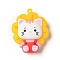 Opaque Resin Cat Big Pendants, Sunflower Kitten Charms, Cerise, 55x45x20mm, Hole: 3mm