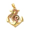 Rack Plating Brass Micro Pave Cubic Zirconia Pendants, Long-Lasting Plated, Lead Free & Cadmium Free, Golden, Anchor & Helm, 27x21x3.5mm, Hole: 5x3mm