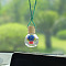 Empty Glass Perfume Bottle Pendants with Wood Cap, Aromatherapy Fragrance Essential Oil Diffuser Bottle, Car Hanging Decor, Rose Pattern, 3.5x5.2cm